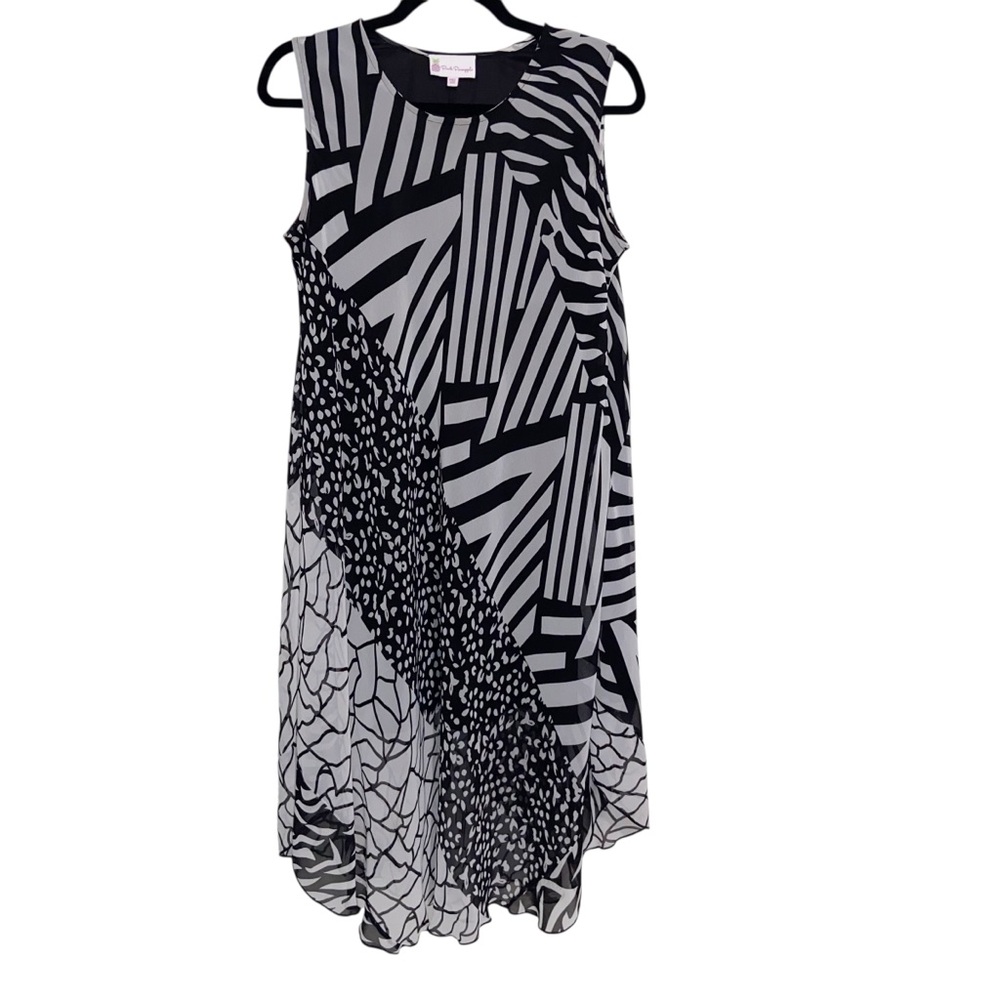 Pink Pineapple Dress Womens One Size Boho Artsy Asymmetrical Hem Patchwork